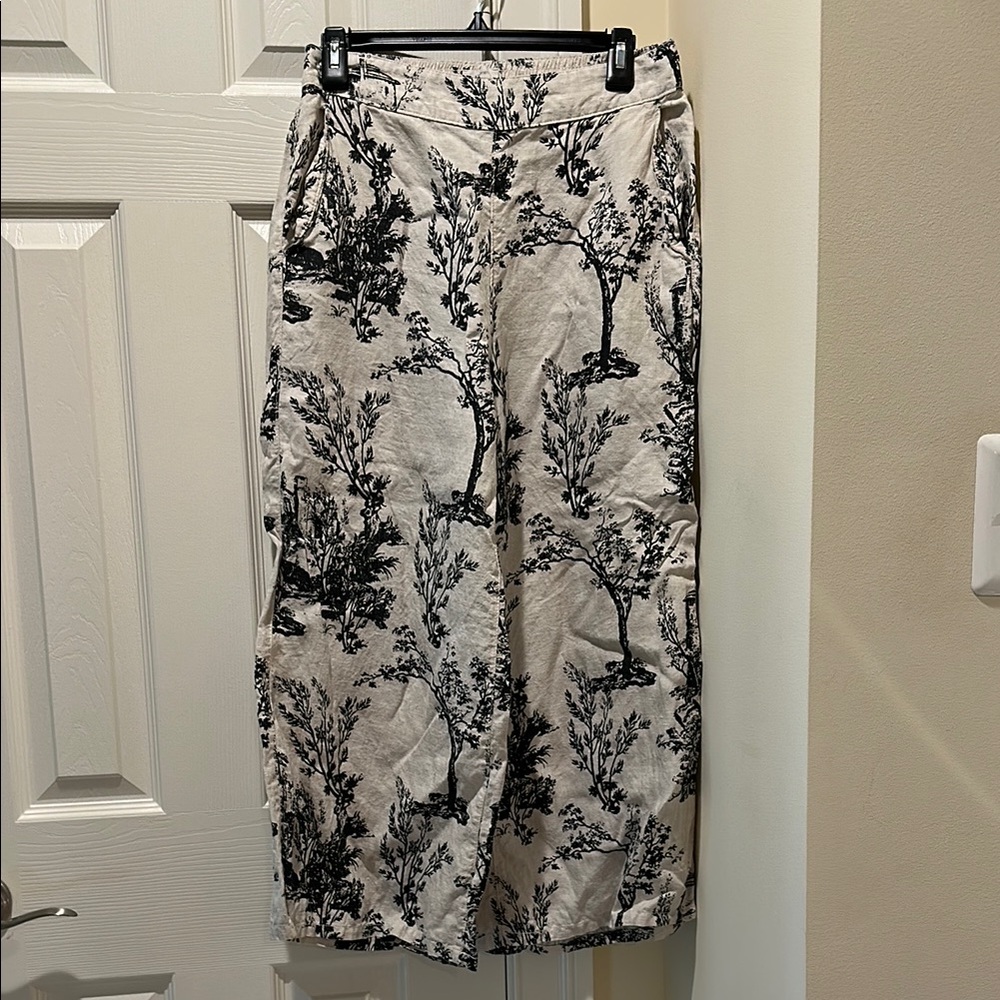 Joie Cream and Black Tree Pattern Maxi Pants